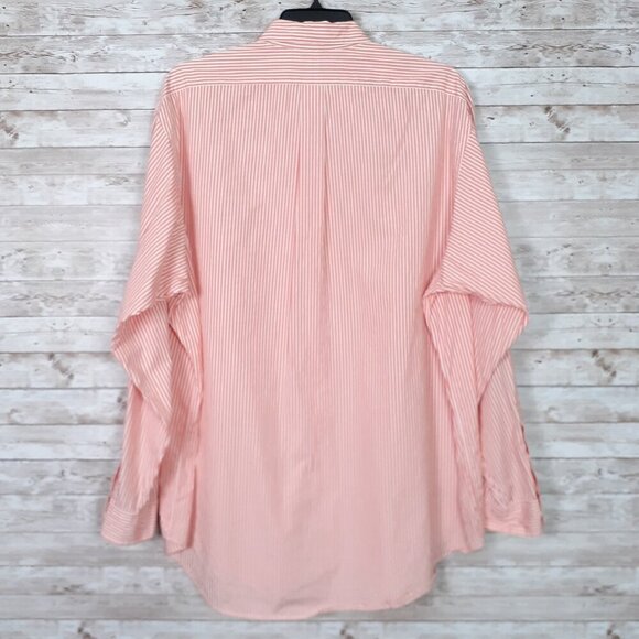 Ralph Lauren Mens Button Down Shirt 15 1/2 Medium Classic Fit Orange Stripe 746 - Picture 2 of 5